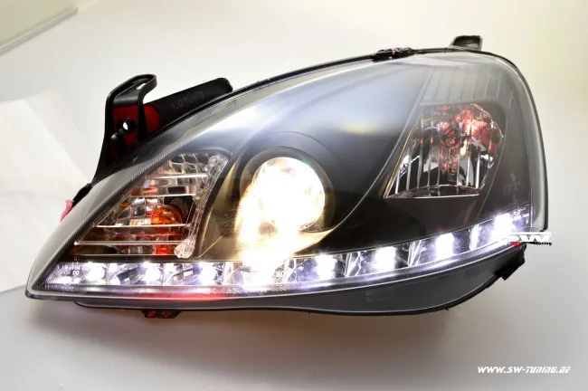 SW-DRL headlights Opel Corsa C 01-06 LED DRL R87 Black