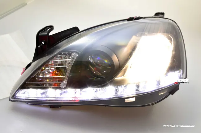 SW-DRL headlights Opel Corsa C 01-06 LED DRL R87 Black