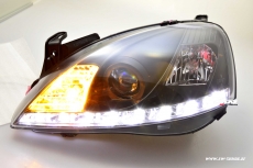 SW-DRL Scheinwerfer Opel Corsa C 01-06 LED Tagfahrlicht Black