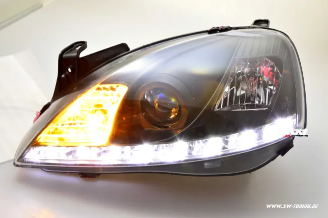 SW-DRL headlights Opel Corsa C 01-06 LED DRL R87 Black