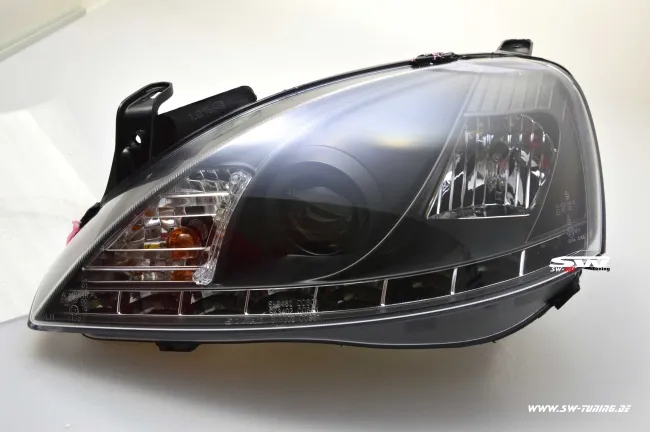 SW-DRL headlights Opel Corsa C 01-06 LED DRL R87 Black