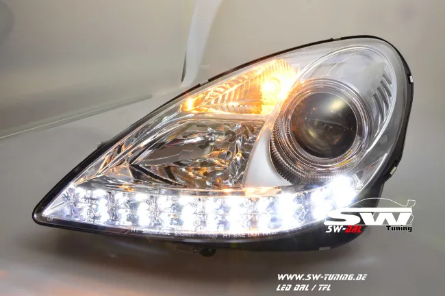 SW-DRL Scheinwerfer passend für Mercedes Benz SLK R171 LED Tagfahrlicht 04-11 chrom