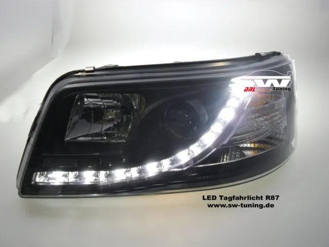 SWDRL headlights VW T5 03-09 LED DAYTIME RUNNING LIGHT R87 Black
