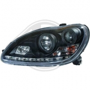 SW-Xenon headlights for Mercedes Benz S-Class W220 black 02-05 LED positionslight
