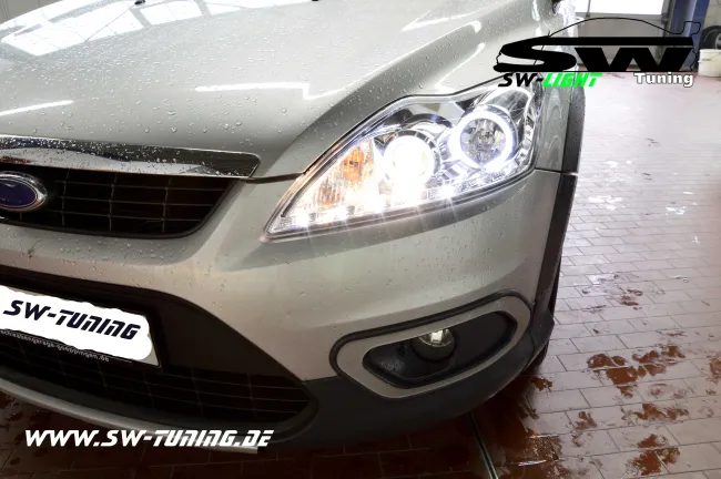 Angel Eye Scheinwerfer für Ford Focus Mk2 08-11 mit CCFL-Ringe chrom