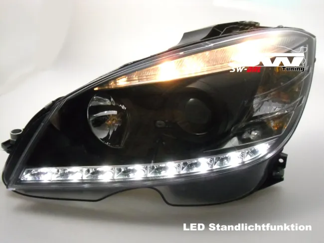 SW-DRL headlights suitable for Mercedes Benz C-Class W204 LED DRL 07-11 black
