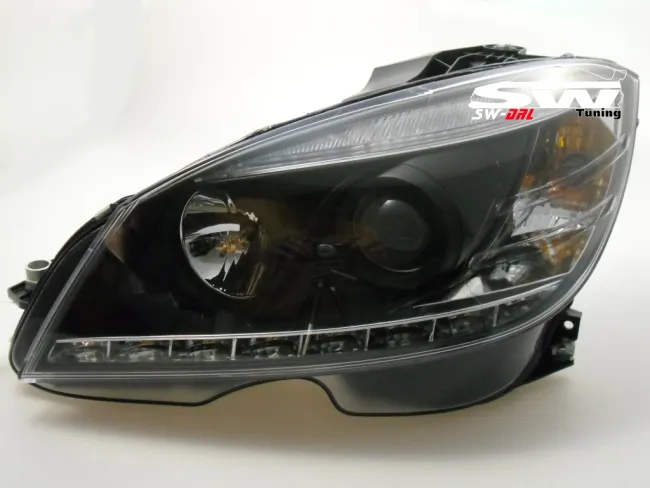 SW-DRL headlights suitable for Mercedes Benz C-Class W204 LED DRL 07-11 black