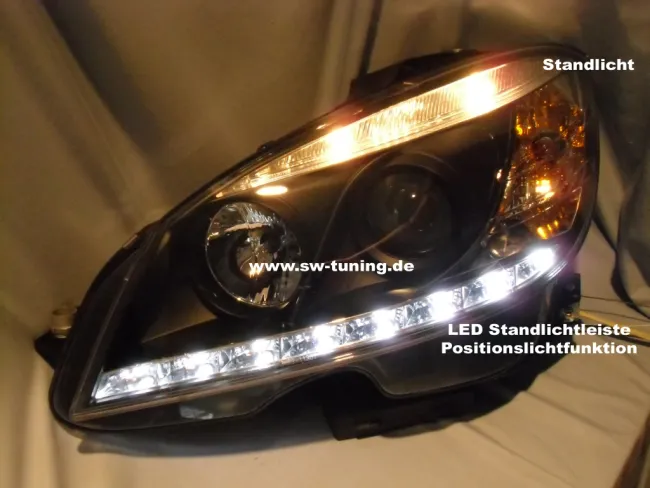 SW-DRL headlights suitable for Mercedes Benz C-Class W204 LED DRL 07-11 black