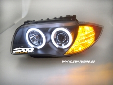 Angel Eye headlights BMW 1er E87 E81 E88 E82 04-11 CCFL-helo rims black