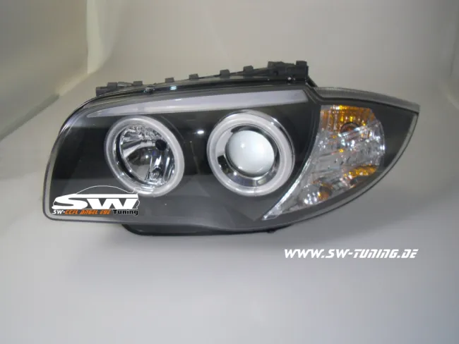 Angel Eye headlights BMW 1er E87 E81 E88 E82 04-11 CCFL-helo rims black