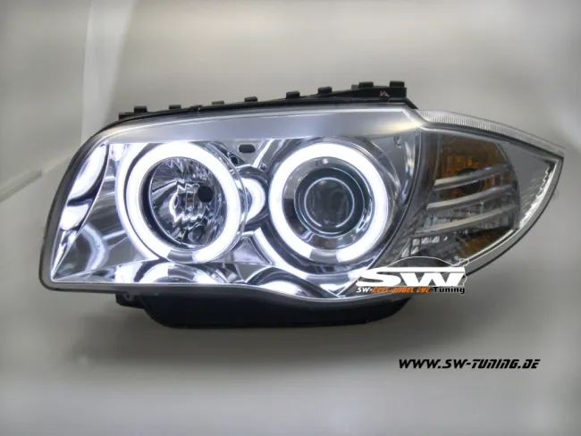 Angel Eye headlights BMW 1er E87 E81 E82 E88 04-11 CCFL-Helo rims chrome