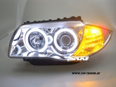 Angel Eye headlights BMW 1er E87 E81 E82 E88 04-11 CCFL-Helo rims chrome