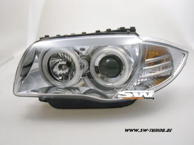 Angel Eye headlights BMW 1er E87 E81 E82 E88 04-11 CCFL-Helo rims chrome