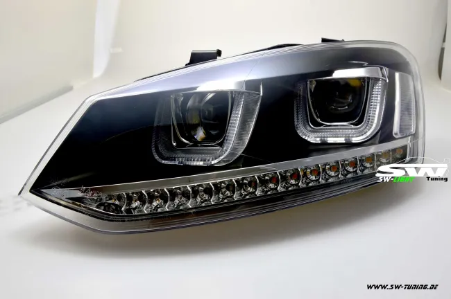 SW-Light Scheinwerfer VW Polo V 6R 6C 10-17 LED U-Tube Standlicht black