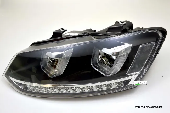SW-Light Scheinwerfer VW Polo V 6R 6C 10-17 LED U-Tube Standlicht black