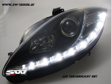 SW-DRL Scheinwerfer Seat Leon 1P1 09-13 Facelift LED Tagfahrlicht R87 black