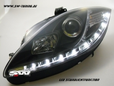 SW-DRL Scheinwerfer Seat Leon 1P1 09-13 Facelift LED Tagfahrlicht R87 black
