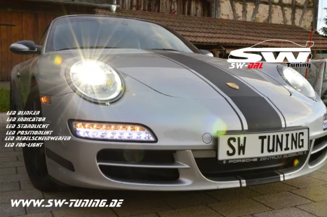 SW-DRL LED Tagfahrlicht Nebelscheinwerfer Blinker passend für Porsche 911/997 05-08
