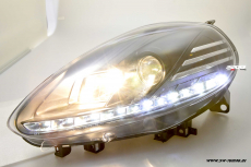 SW-DRL headlights Fiat Punto EVO 10-13 black LED daytime running