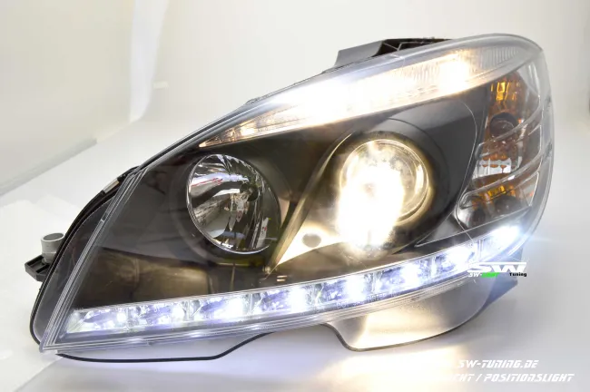 SW-Light headlights for Mercedes C-Class W204 07-11 LED positionlight black