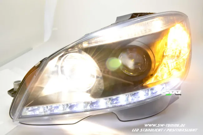 SW-Light headlights for Mercedes C-Class W204 07-11 LED positionlight black