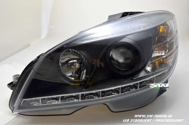 SW-Light headlights for Mercedes C-Class W204 07-11 LED positionlight black