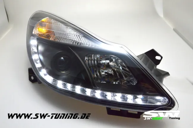SW-Light headlights black Opel Corsa D 06-10 LED positionlight black