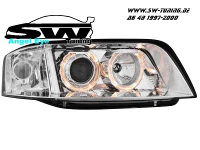 angel eye headlights Audi A6 97-00 halo rims chrome