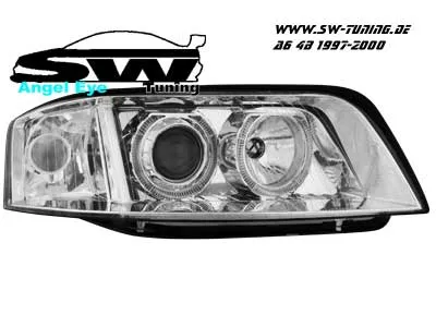 angel eye headlights Audi A6 97-00 halo rims chrome