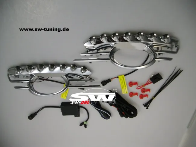SW-DRL LED Tagfahrlicht für Mercedes E-Klasse W211 Avantgarde 06-09 chrome mit NSW