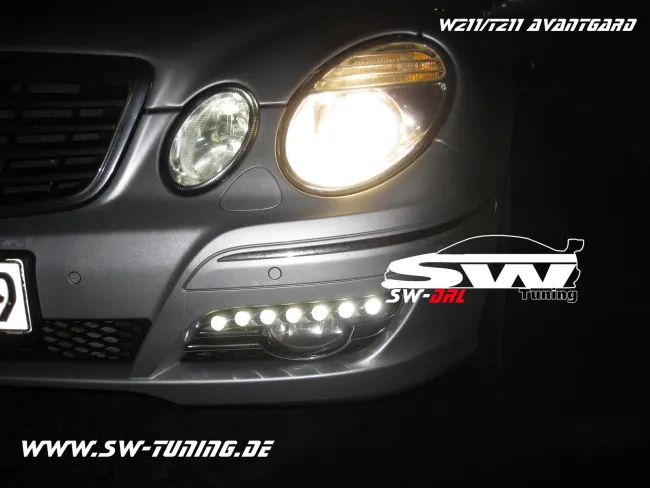 SW-DRL LED Tagfahrlicht für Mercedes E-Klasse W211 Avantgarde 06-09 chrome mit NSW