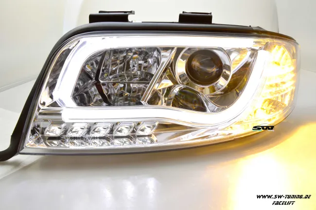 SW-LTube headlights Audi A6 4B FL 01-04 LED Lighttube chrome