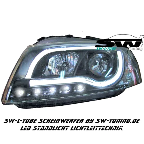 SW-LTube headlights suitable for Audi A3 8P 03-08 Lighttube positionslight black