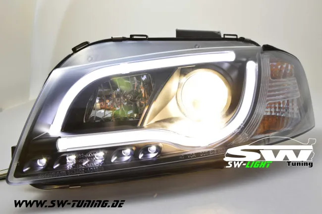 SW-LTube headlights suitable for Audi A3 8P 03-08 Lighttube positionslight black