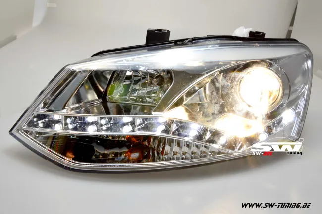 SW-DRL Scheinwerfer VW Polo V 6R 10-14 LED Tagfahrlicht R87 chrome