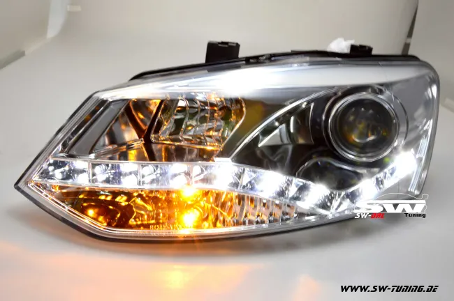 SW-DRL Scheinwerfer VW Polo V 6R 10-14 LED Tagfahrlicht R87 chrome