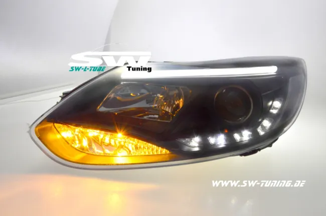 SW-LTube Scheinwerfer passend für Ford Focus Mk3 Typ DYB 11-14 LED Lighttube black