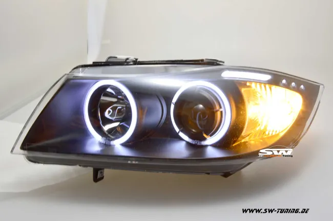 SW-CCFL Angel Eye Headlights for 3Series BMW E90 E91 05-13 2 CCFL halo rings black
