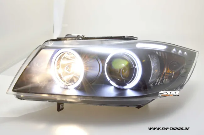 SW-CCFL Angel Eye Headlights for 3Series BMW E90 E91 05-13 2 CCFL halo rings black