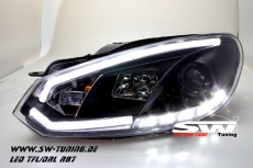 SW-DRLtube Scheinwerfer VW Golf VI 08-12 LED TFL R87 Lighttube black
