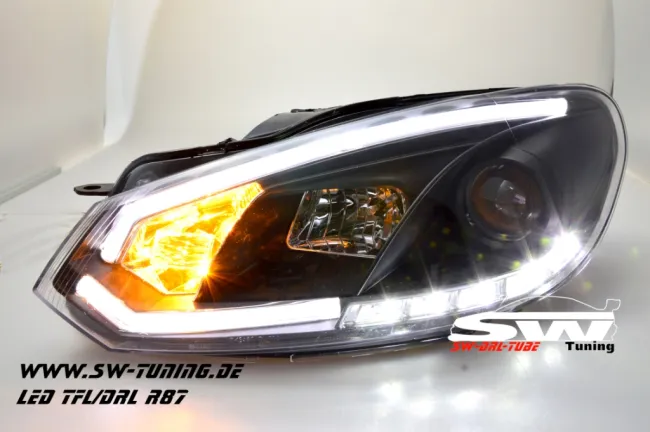 SW-DRLtube Scheinwerfer VW Golf VI 08-12 LED TFL R87 Lighttube black