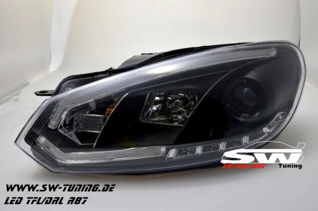 SW-DRLtube Scheinwerfer VW Golf VI 08-12 LED TFL R87 Lighttube black
