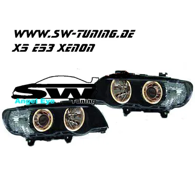 SW-Xenon Angel Eye HID headlights suitable for BMW X5 E53 99-02 2 halo rims black
