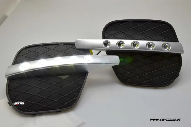 SW-DRL LED Tagfahrlicht für BMW X5 Typ E70 LCI 10-14 chrome inkl Gitter nicht-M-Stoßstange