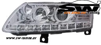 SW-CCFL Angel Eye Headlights Audi A6 Typ4F 04-08 CCFL helorims chrome