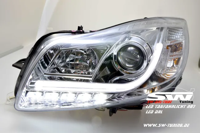 SW-DRLtube headlights Opel Insignia 08-14 chrome with LED DRL R87 Lighttube