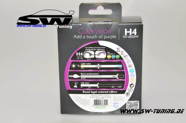 ColorVision Philips H4 12V/60/55W 12V/60/55W white/purpel (2pcs) +60% more light