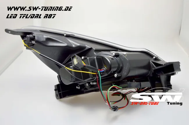 SW-DRLTube Scheinwerfer passend für Opel Corsa D Facelift 11-15 LED TFL R87 / Lighttube black