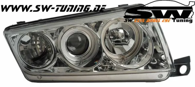 SW-CCFL Angel Eye headlights Skoda Fabia I 6Y 99-07 CCFL-helo rims chrome