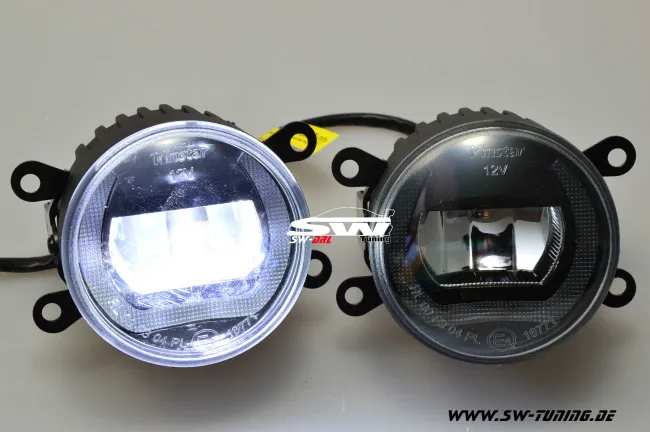 Universal R87 90mm Black LED Daytime Running Lights / Fog Lights – Pair (Left & Right)